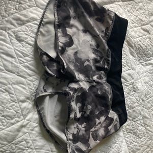 Flower printed athletic shorts (Black and White) Size Small
